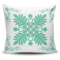 Hawaiian Quilt Maui Plant And Hibiscus Pattern Pillow Covers - Seafoarm White - AH One Size Seafoarm - Polynesian Pride