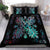 Hawaiian Quilt Maui Plant And Hibiscus Pattern Bedding Set - Shell Black - AH Black - Polynesian Pride