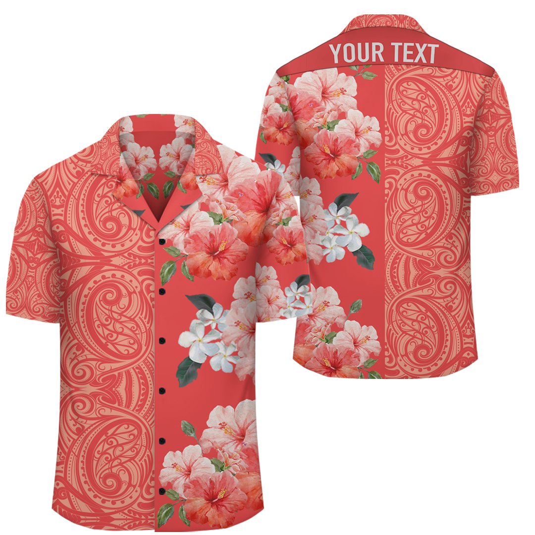 (Personalized) Hibiscus Flowers Polynesian - Hawaiian Shirt - Orange - Curtis Style Unisex Orange - Polynesian Pride