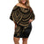 American Samoa Off Shoulder Short Dress - Polynesian Gold Turtle RLT7 Women Gold - Polynesian Pride