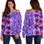 Hibiscus Flower Polynesian - Hawaiian Women's Off Shoulder Sweater - Curtis Style Purple - Polynesian Pride