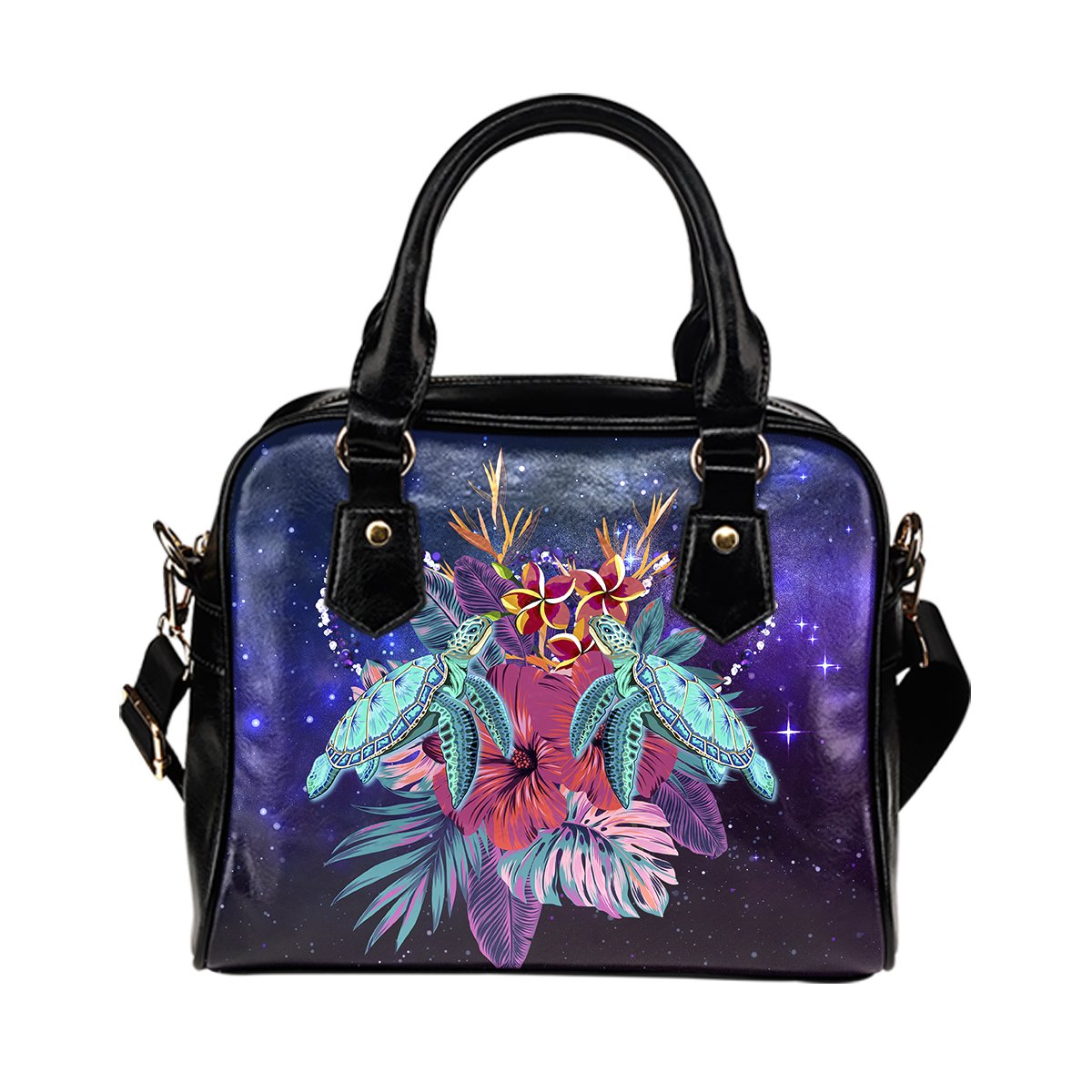 Hawaii Couple Turtle Hibiscus Tropical - Shoulder Handbag - Huxley Style - AH One Size Purple - Polynesian Pride