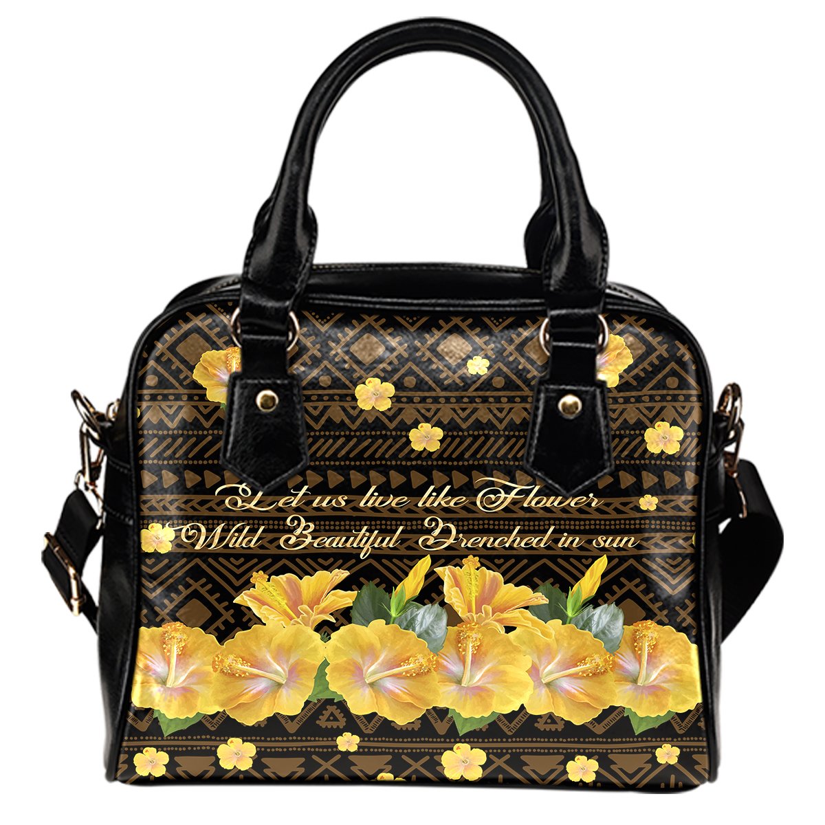 Hawaii Yellow Hibiscus Shoulder Handbag - Sunshine - AH One Size Yellow - Polynesian Pride