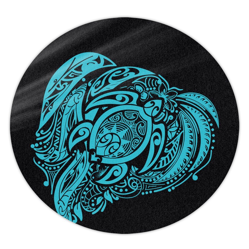 Simple Round Carpet Blue AH Round Carpet Luxurious Plush - Polynesian Pride