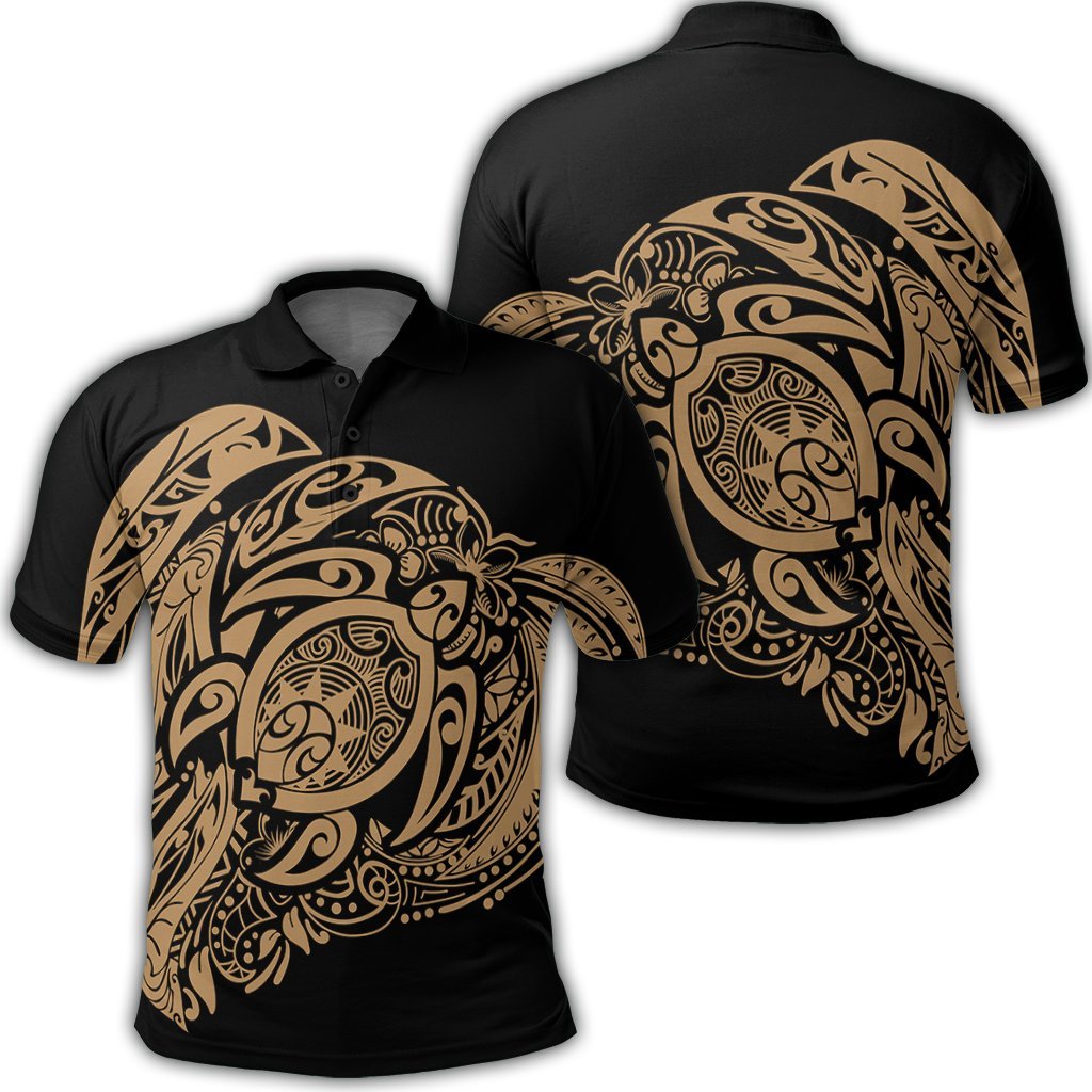 Simple Polo Shirt Gold Unisex Black - Polynesian Pride