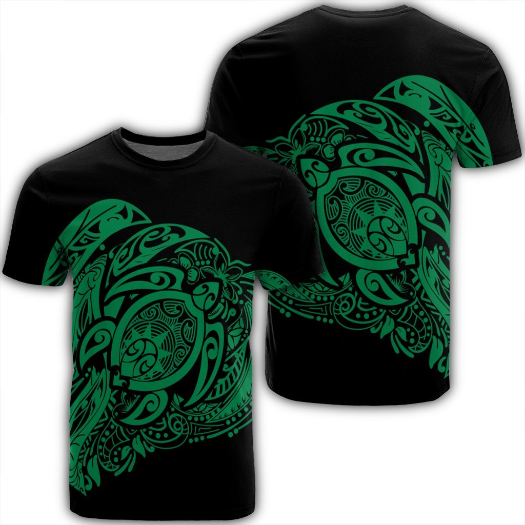 Simple T Shirt Green Unisex Black - Polynesian Pride
