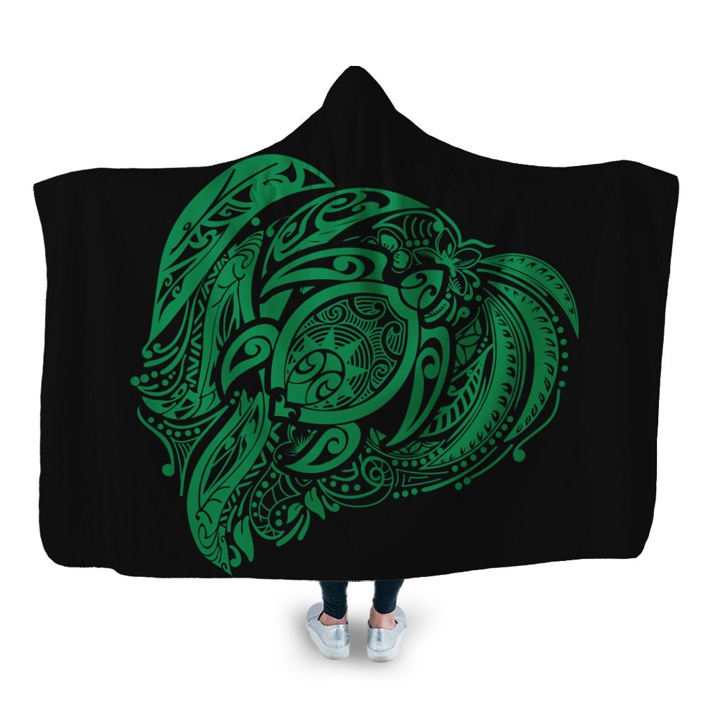 Simple Hooded Blanket Green AH Hooded Blanket White - Polynesian Pride