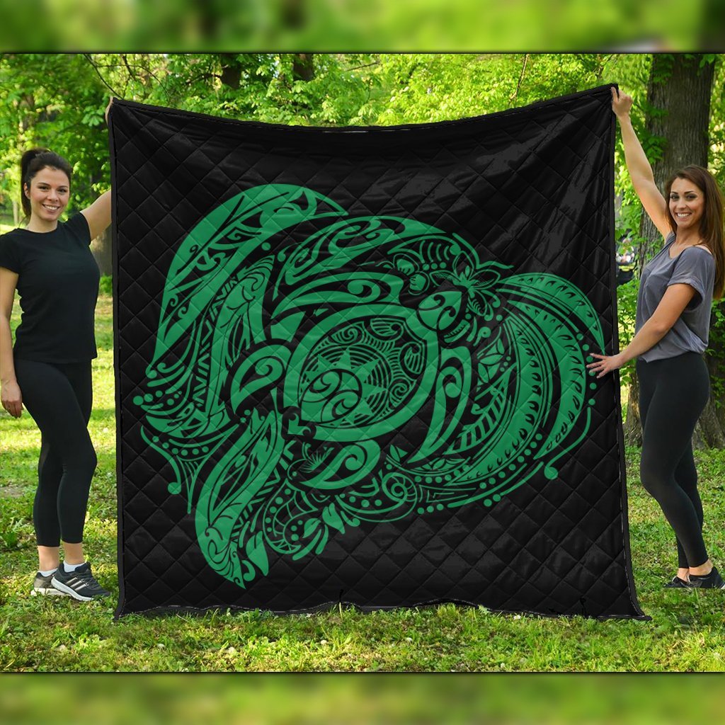 Simple Premium Quilts Green AH Black - Polynesian Pride