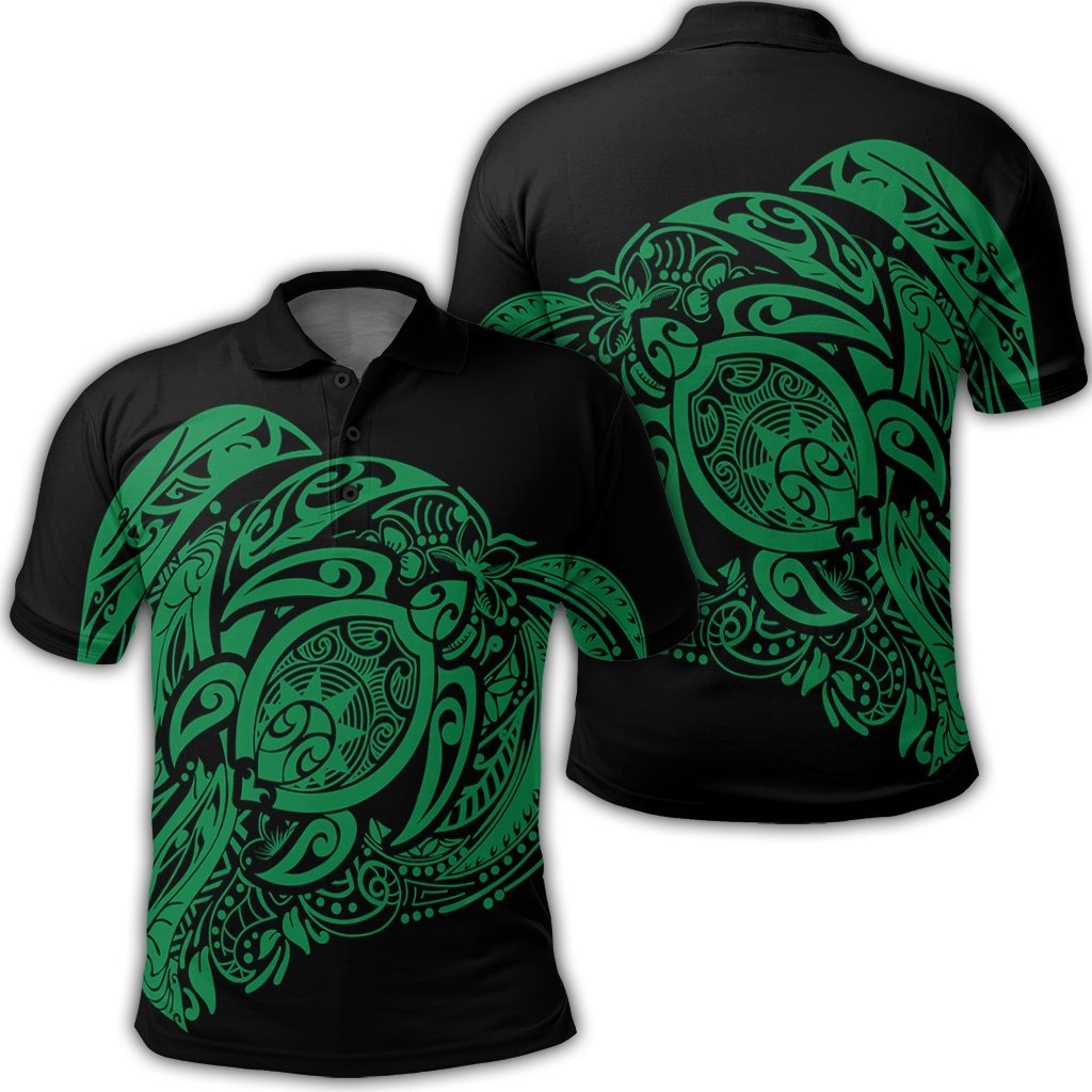 Simple Polo Shirt Green Unisex Black - Polynesian Pride