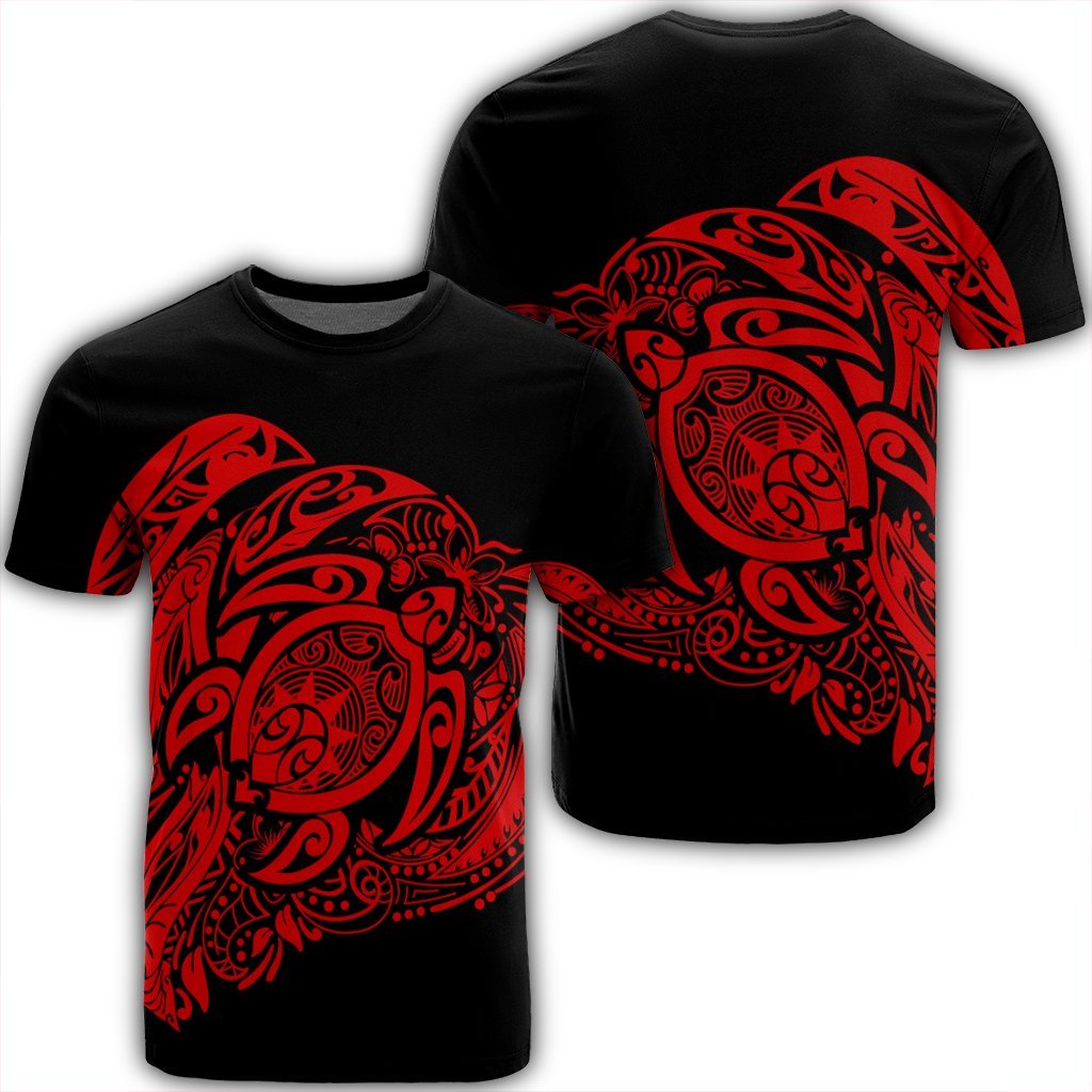 Simple T Shirt Red Unisex Black - Polynesian Pride