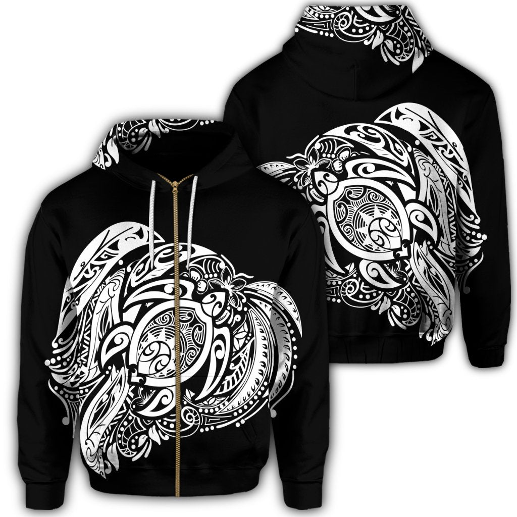 Simple Zip Hoodie White Unisex Art - Polynesian Pride