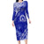 Queen Salote College Tonga Long Sleeves Bodycon Dress Kupesi Style - Ver01 LT7 Polyester/spandex Blue - Polynesian Pride