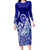 Queen Salote College Tonga Long Sleeves Bodycon Dress Kupesi Style - Ver02 LT7 Polyester/spandex Blue - Polynesian Pride