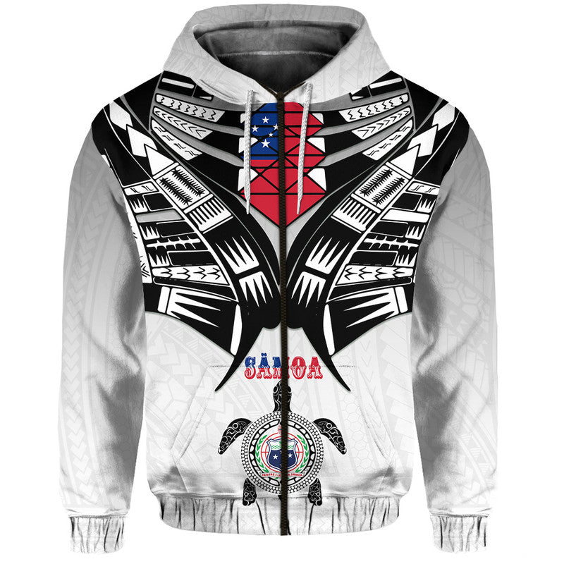 Samoa Black Saturday Hoodie Visual Arts LT9 Zip Hoodie White - Polynesian Pride