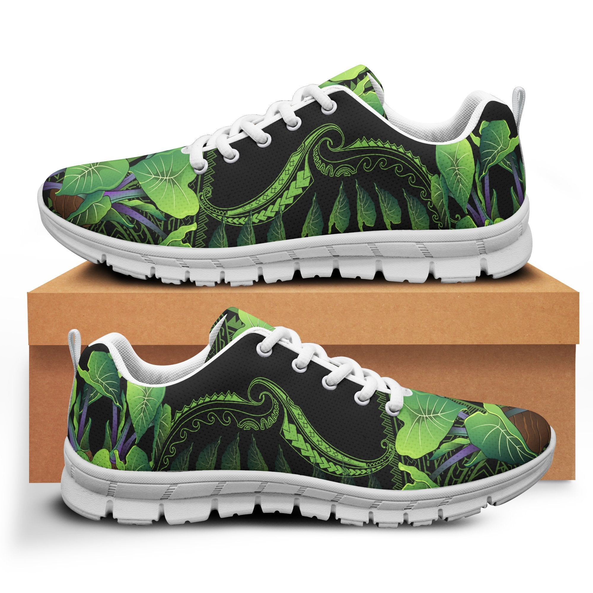 Hawaii Kalo Leaves Tropical Sneakers - Lona Style - AH - Polynesian Pride