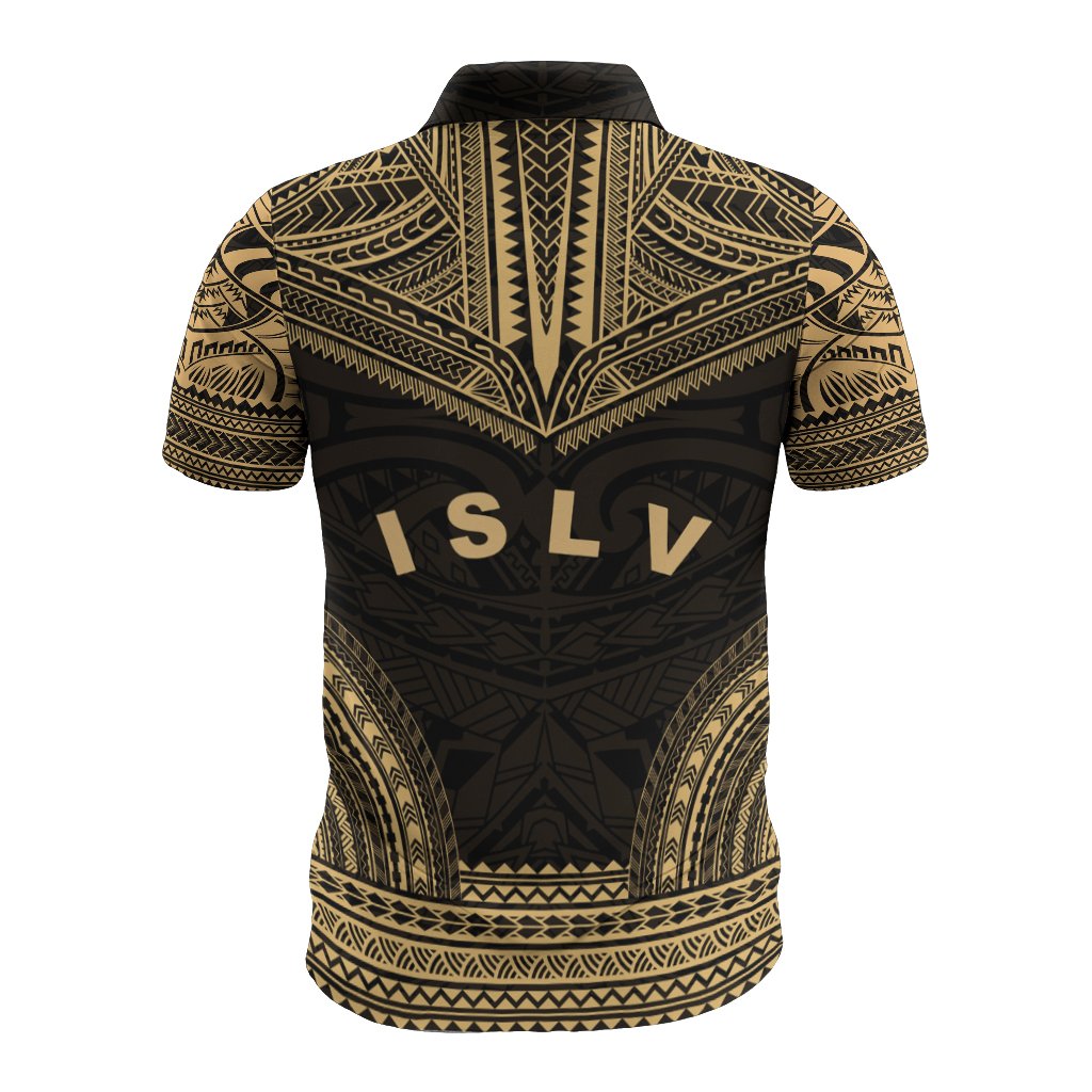 Society Islands Polo Shirt Society Islands Flag Polynesian Chief Tattoo Gold Version - Polynesian Pride