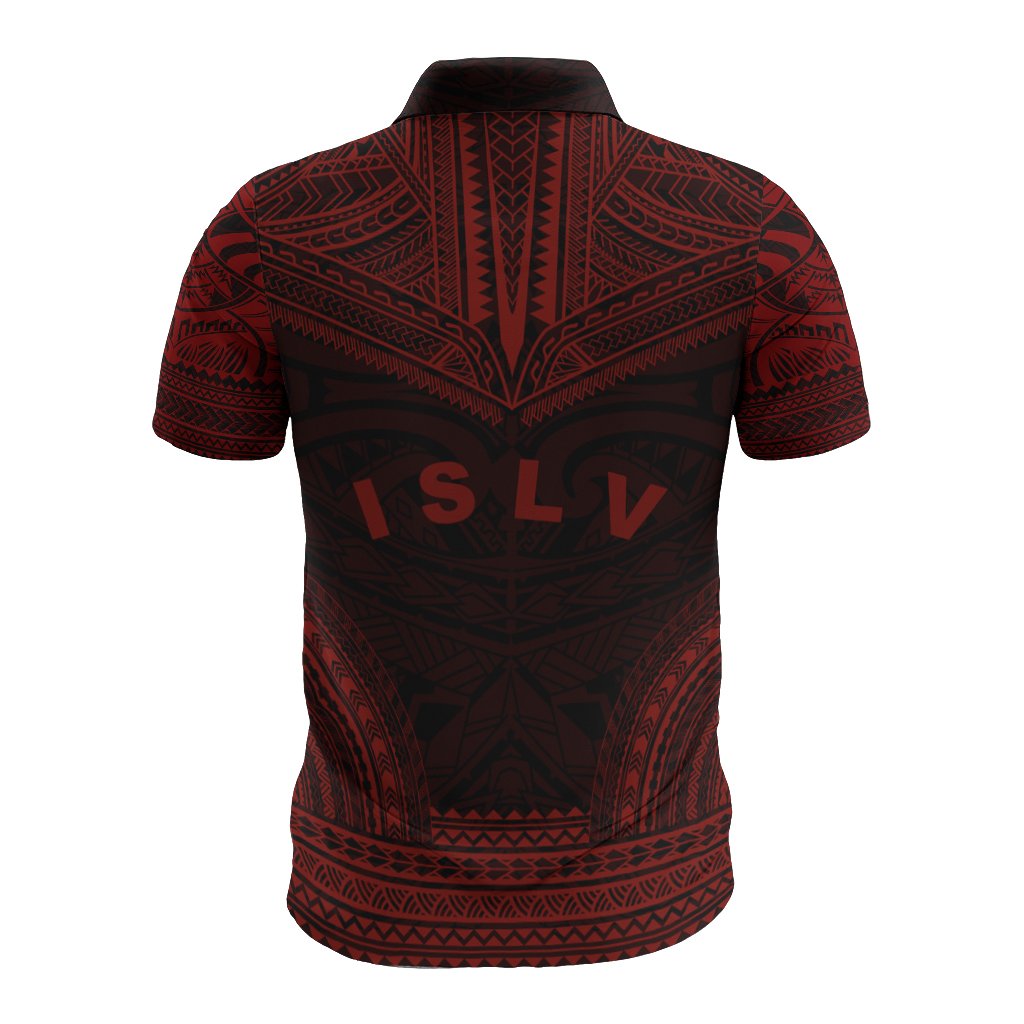 Society Islands Polo Shirt Society Islands Flag Polynesian Chief Tattoo Red Version - Polynesian Pride
