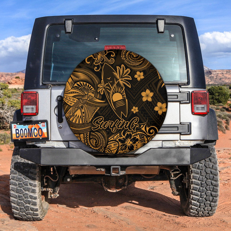 Hawaii Surfing Polynesian Spare Tire Cover Unique Style - Gold LT8 Gold - Polynesian Pride