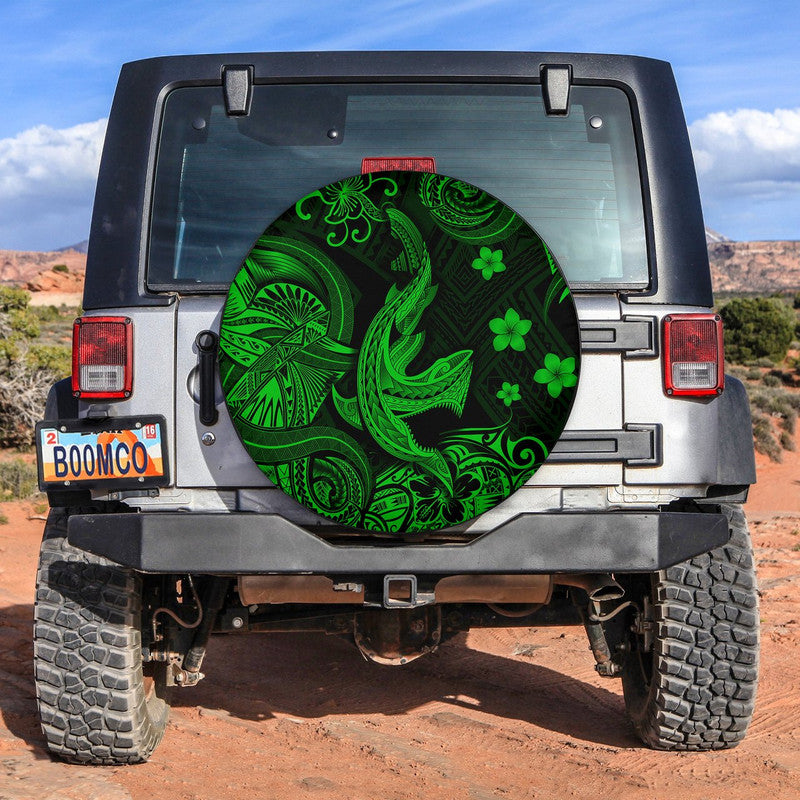 Hawaii Angry Shark Polynesian Spare Tire Cover Unique Style - Green LT8 Green - Polynesian Pride