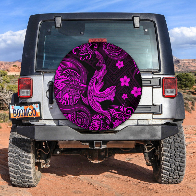 Hawaii Angry Shark Polynesian Spare Tire Cover Unique Style - Pink LT8 Pink - Polynesian Pride