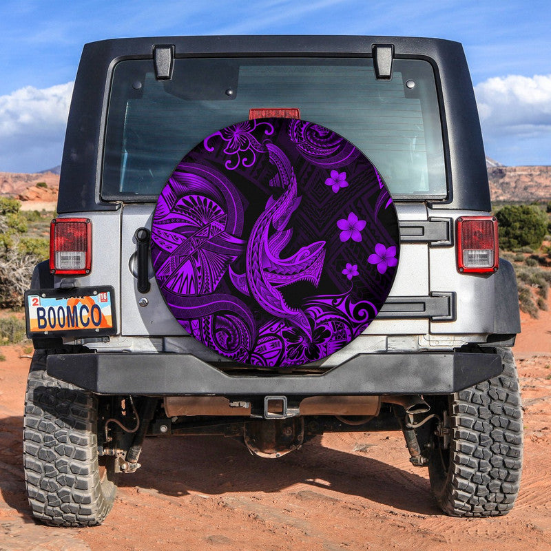 Hawaii Angry Shark Polynesian Spare Tire Cover Unique Style - Purple LT8 Purple - Polynesian Pride