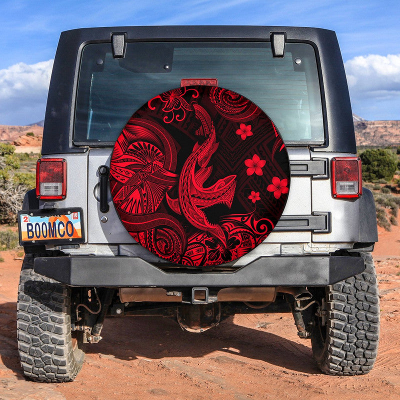 Hawaii Angry Shark Polynesian Spare Tire Cover Unique Style - Red LT8 Red - Polynesian Pride