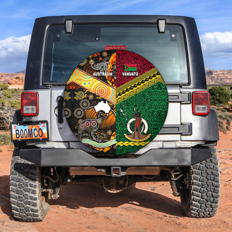 Vanuatu And Australia Spare Tire Cover Together LT8 Red - Polynesian Pride