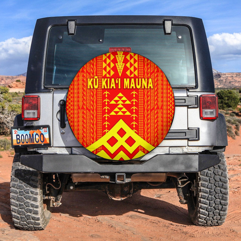 Hawaii Ku Kiai Mauna Spare Tire Cover We Are Mauna Kea Unique Vibes LT8 Red - Polynesian Pride