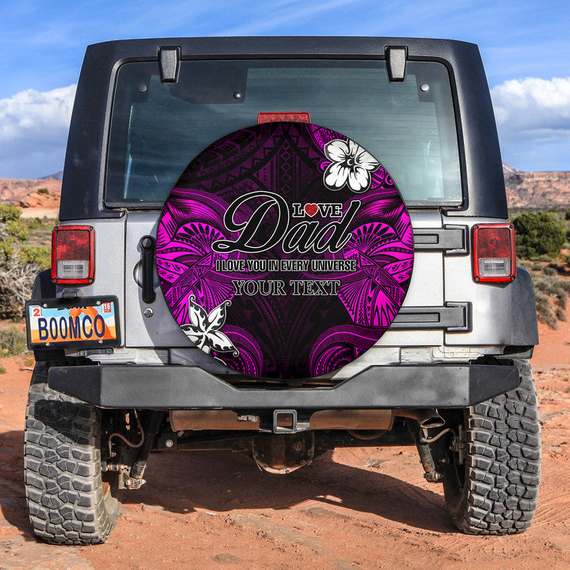 (Custom Personalised) Polynesian Fathers Day Spare Tire Cover I Love You In Every Universe - Pink LT8 Pink - Polynesian Pride