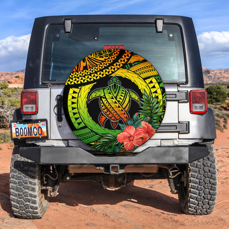 Polynesian Turtle Spare Tire Cover Circle Turtle Hibiscus Reggae LT9 Reggae - Polynesian Pride