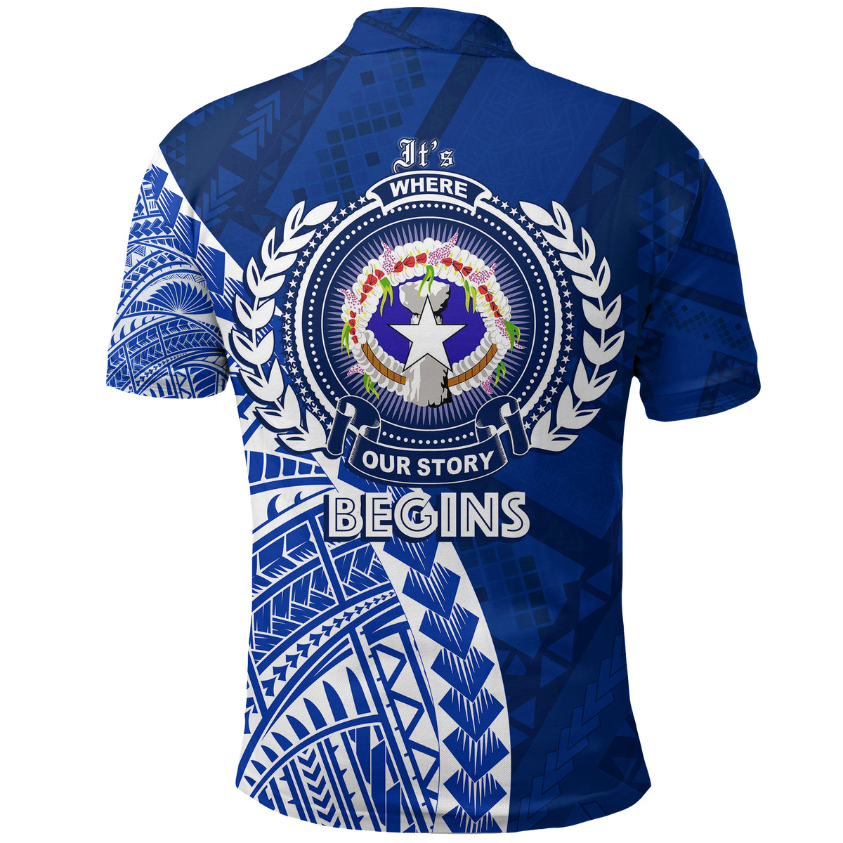 North Mariana Our Story Begins Geometrical Polynesian Pattern Polo Shirt LT7 - Polynesian Pride