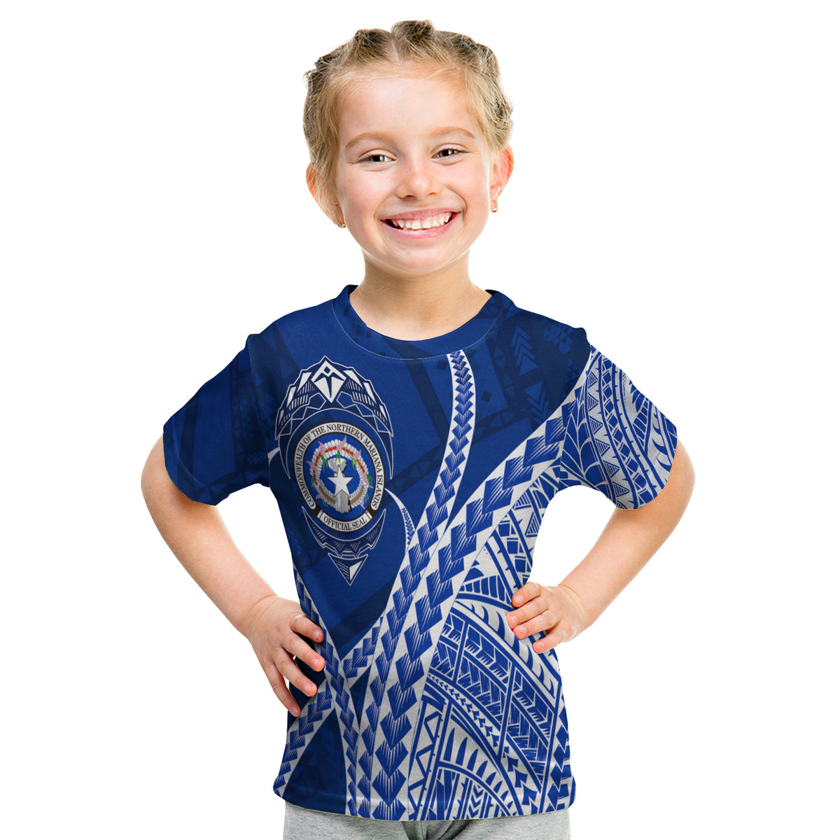 North Mariana Our Story Begins - Geometrical Polynesian Pattern Kid T Shirt LT7 - Polynesian Pride