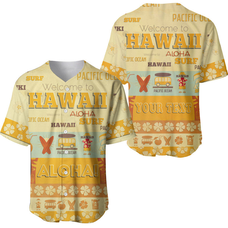 (Custom Personalised) Hawaii Surf Retro Style Baseball Jersey LT9 Yellowish - Polynesian Pride