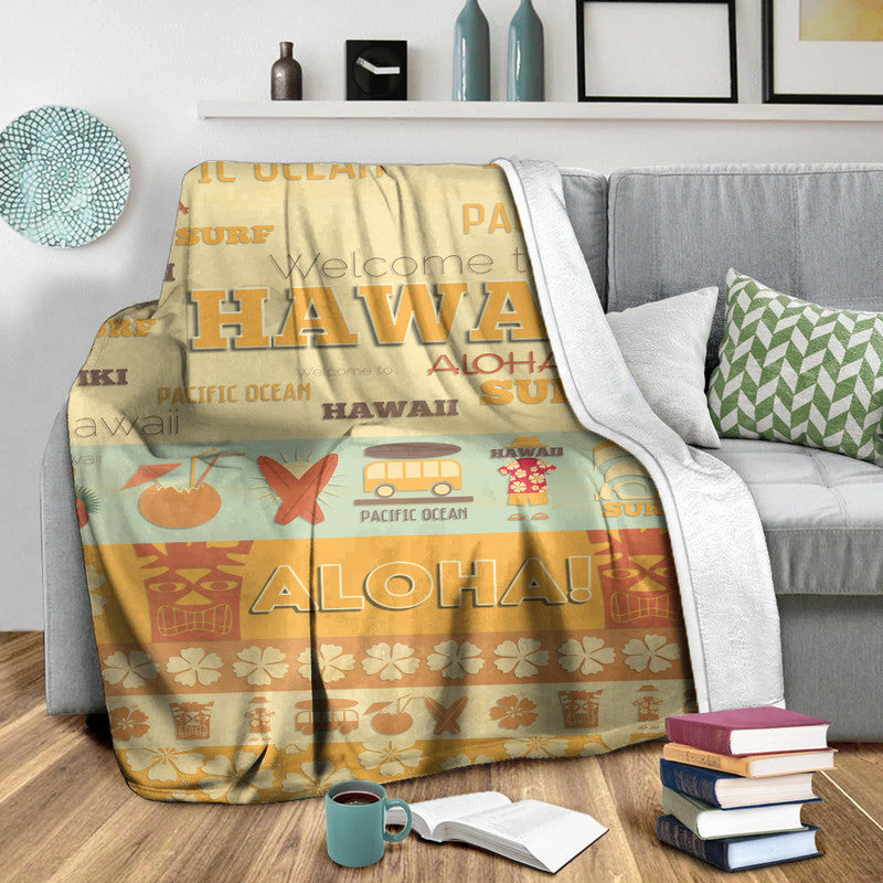 Hawaii Surf Retro Style Premium Blanket LT9 - Polynesian Pride