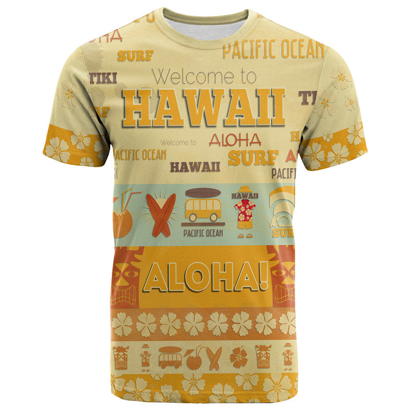 Custom Hawaii Surf Retro Style T Shirt LT9 Adult Yellowish - Polynesian Pride