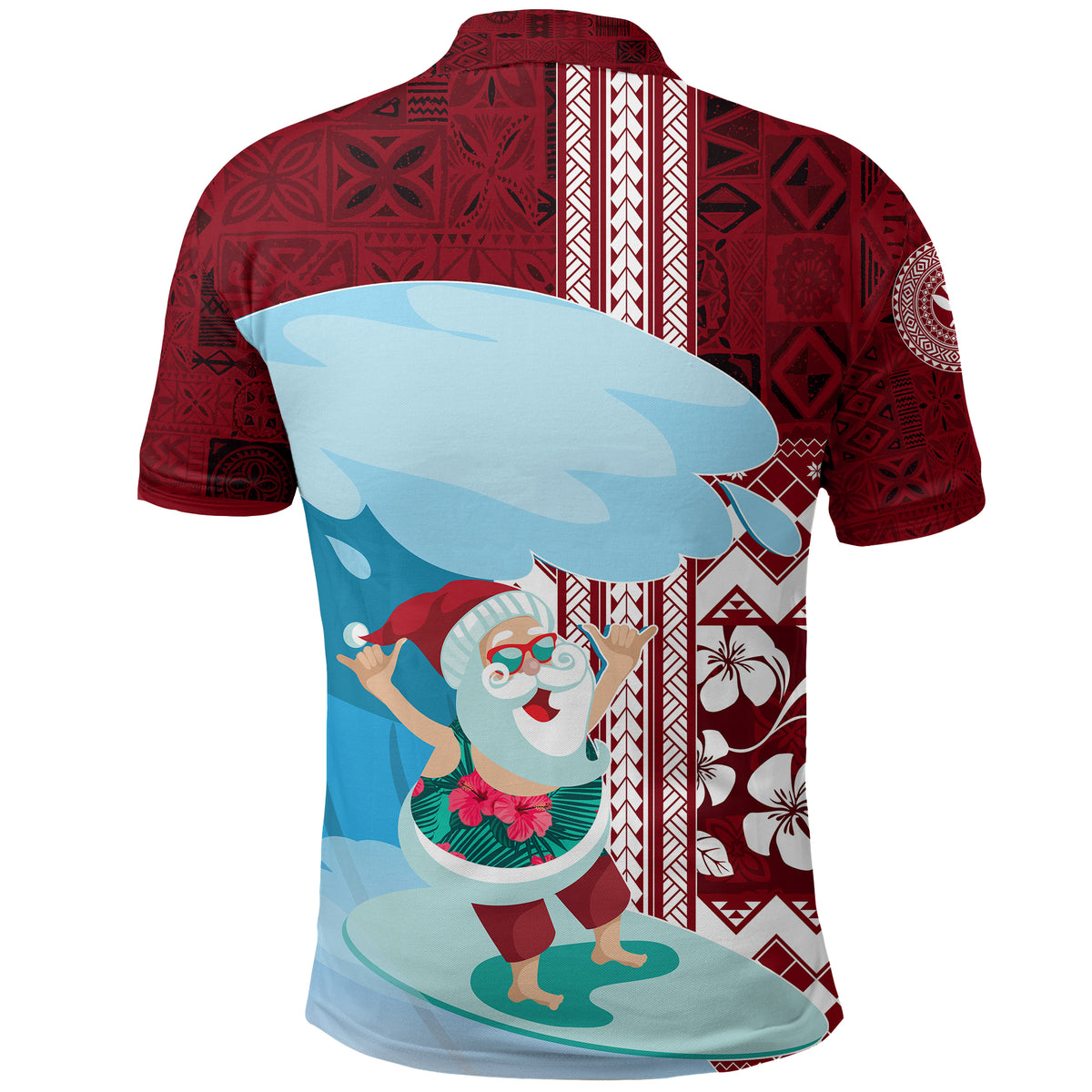 Hawaii Christmas Surfing Santa Claus Mele Kalikimaka Polo Shirt LT7 - Polynesian Pride