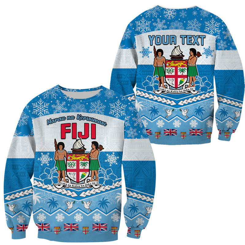 (Custom Personalised) Fiji Masi Tapa Christmas Vibe Sweater LT9 Unisex Blue - Polynesian Pride