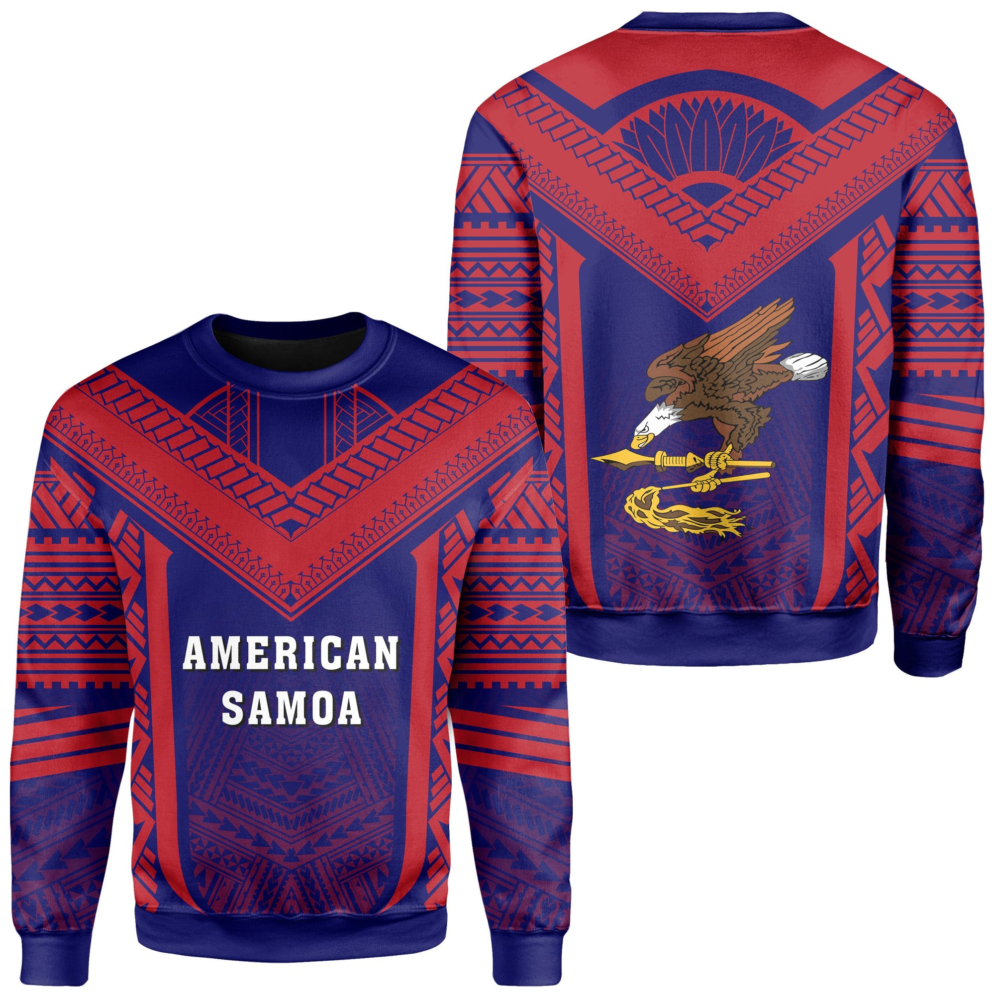 American Samoa Coat Of Arms Polynesian Sweatshirt Active Unisex Blue - Polynesian Pride