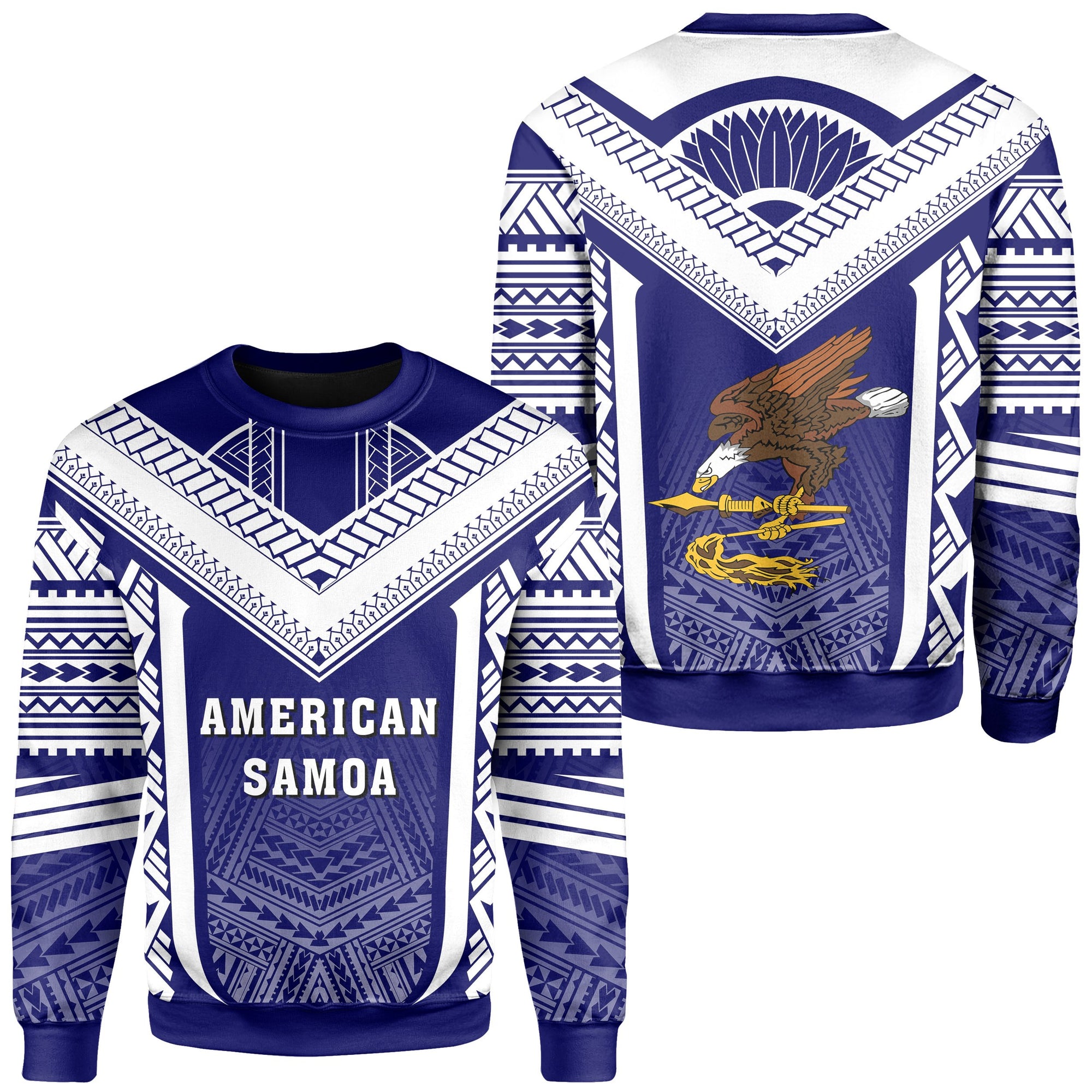 American Samoa Coat Of Arms Polynesian Sweatshirt Active Blue Unisex Blue - Polynesian Pride