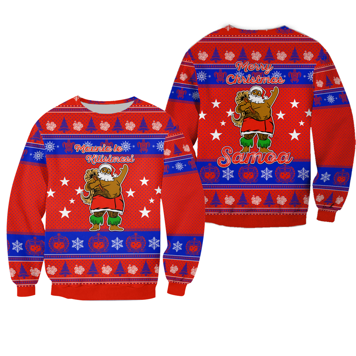 Samoa Christmas -Maunia Le Kilisimasi Santa Polynesia Tatoo Sweatshirt - LT2 Unisex RED - Polynesian Pride