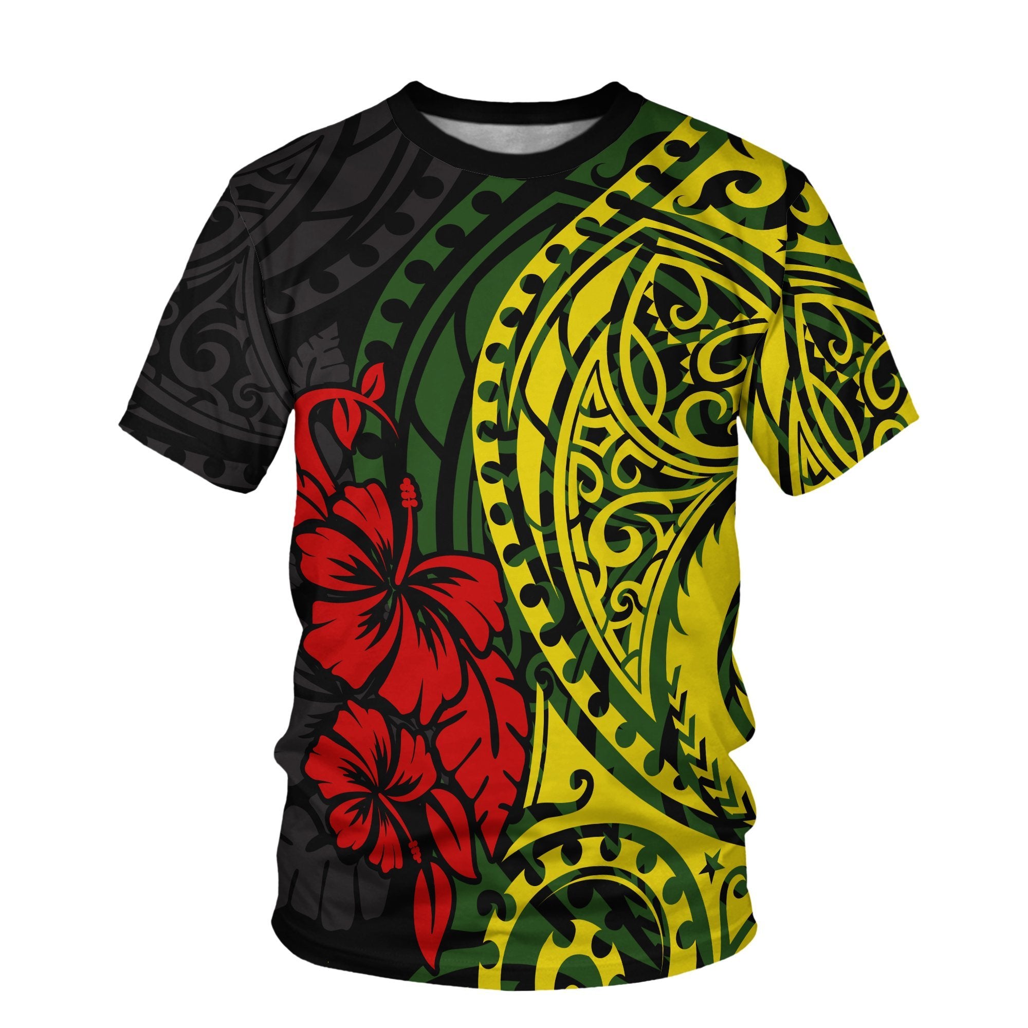 Hawaii T Shirt Polynesian Patterns With Hibiscus Flowers Unisex Yellow - Polynesian Pride