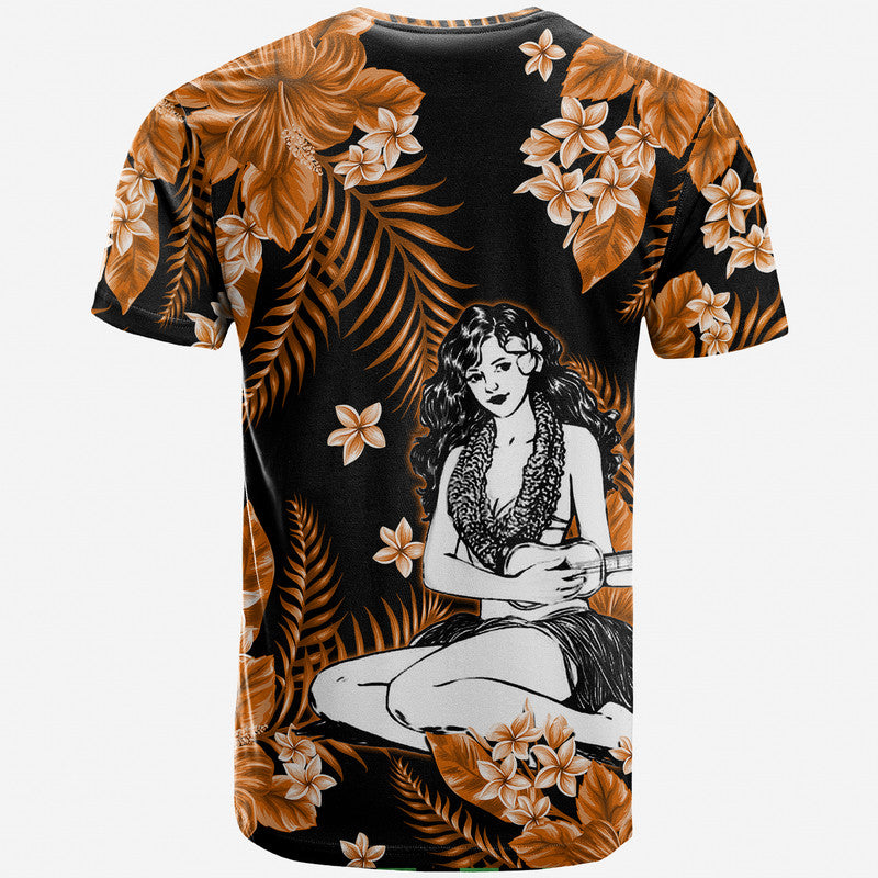 Hawaii Summer Colorful Hula Girl T Shirt Orange LT6 - Polynesian Pride