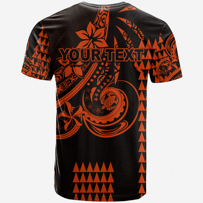 Custom Kakau Hawaiian Polynesian T Shirt Orange LT6 - Polynesian Pride