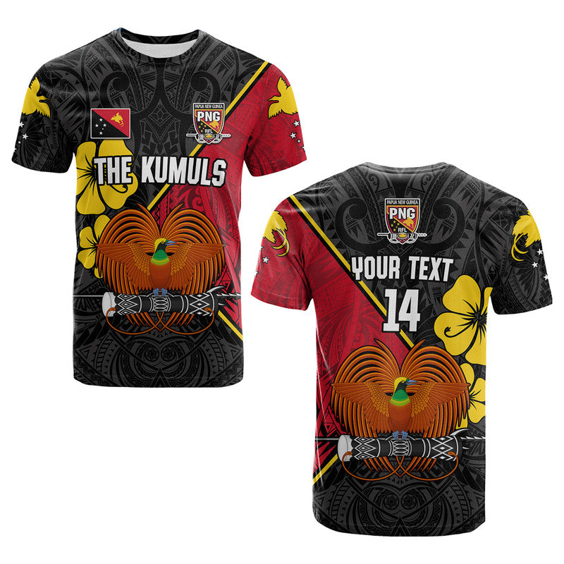 (Custom Text and Number) The Kumuls PNG T Shirt Papua New Guinea Polynesian Dynamic Style Black LT14 Black - Polynesian Pride
