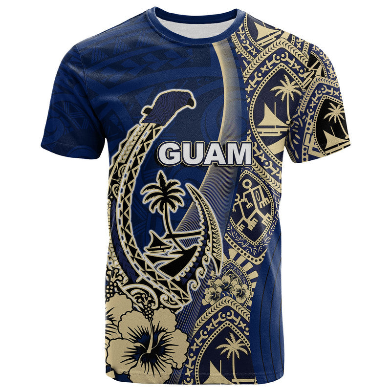 Custom Guam Fish Hook T Shirt Blue Style LT6 Blue - Polynesian Pride