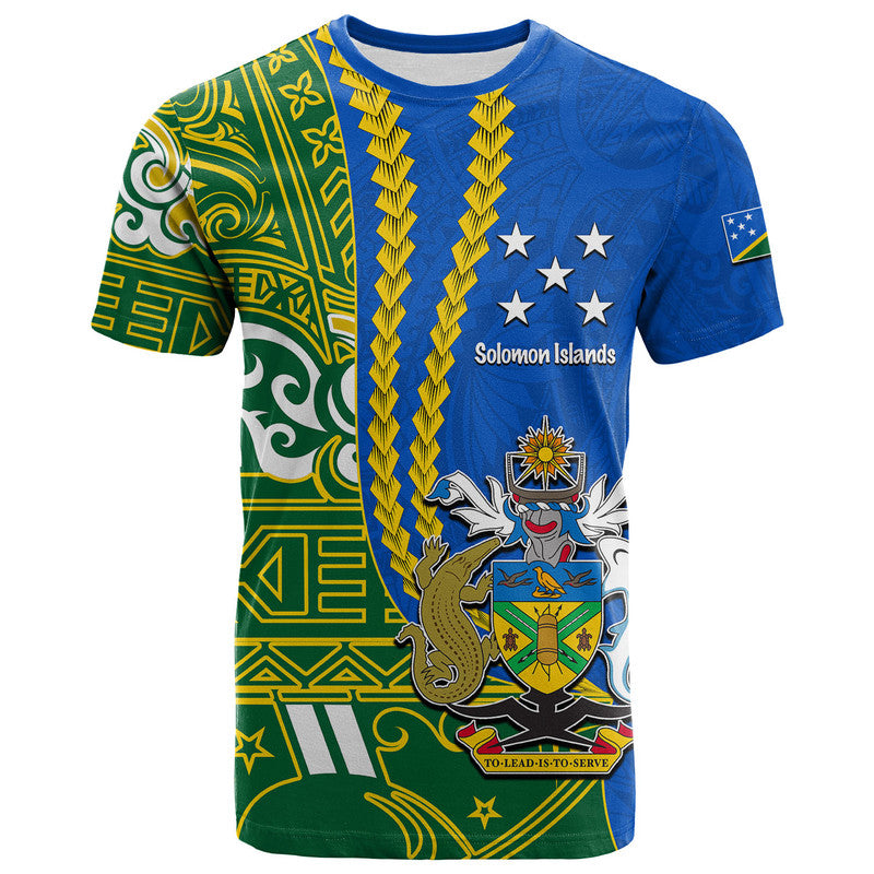 Custom Solomon Islands Polynesian T Shirt LT6 Blue - Polynesian Pride