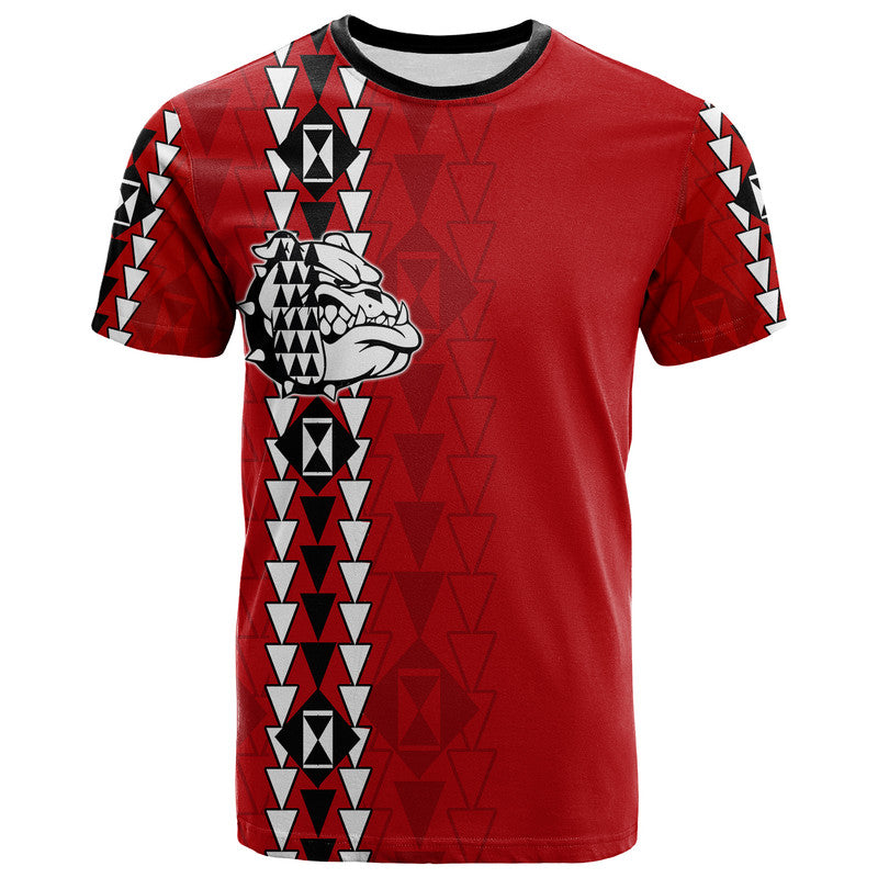 Hawaii Waialua Bulldogs High Mix Kakau T Shirt LT6 Red - Polynesian Pride