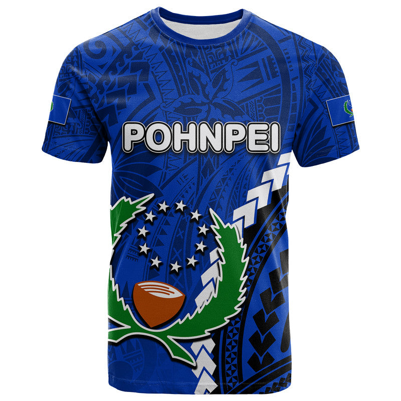 Custom Pohnpei T Shirt Polynesian Style LT6 Blue - Polynesian Pride