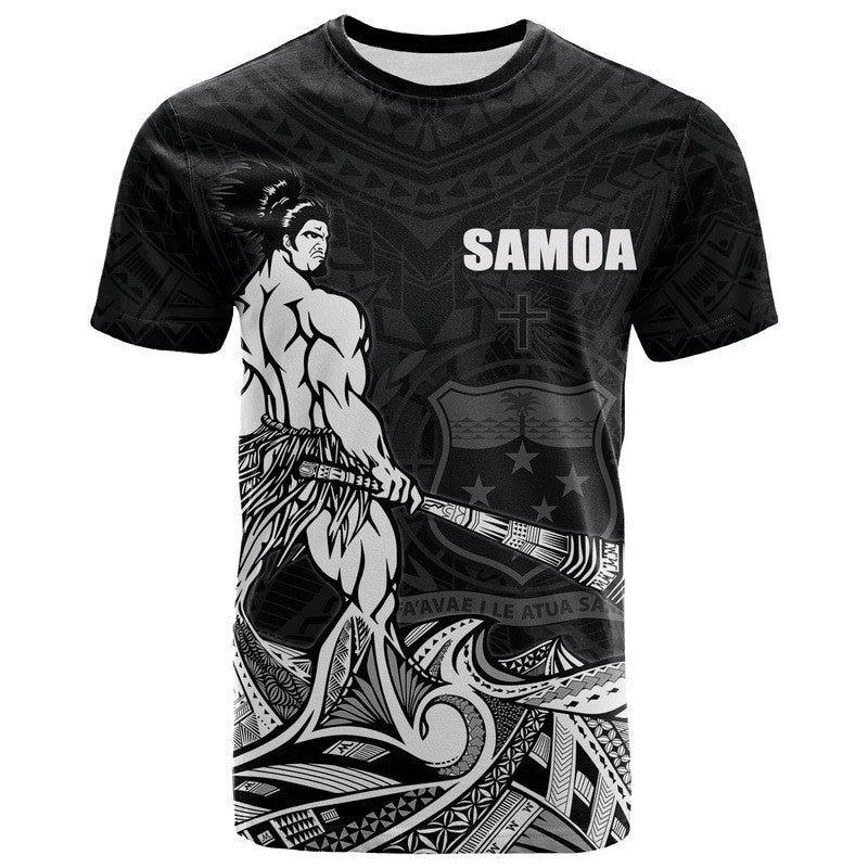 Custom Samoa Warrior T Shirt Polynesian No.2 LT6 Black - Polynesian Pride