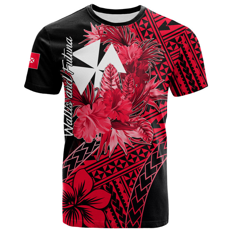 Wallis and Futuna T Shirt Hibiscus Red No.2 Color LT6 Red - Polynesian Pride